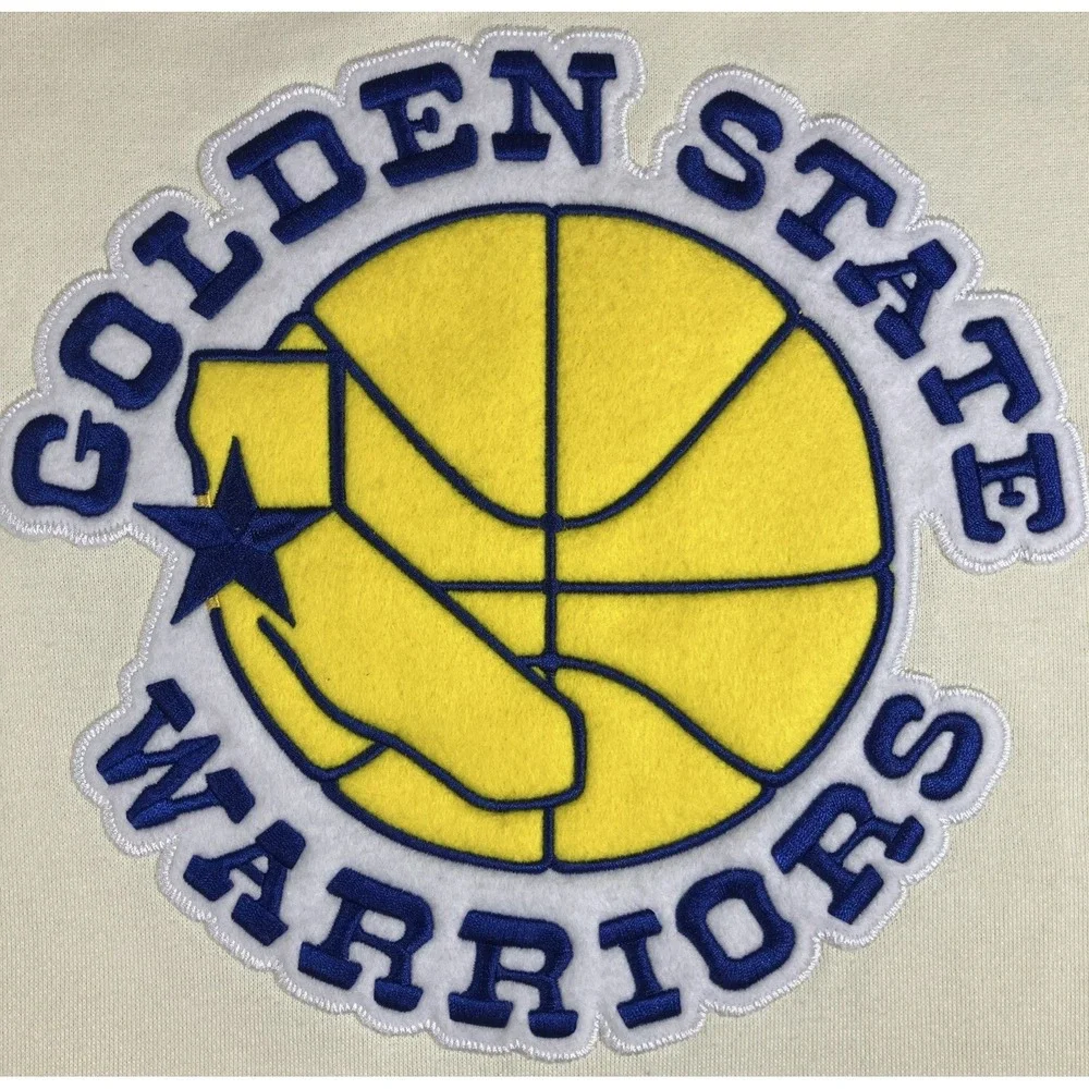 Mitchell & Ness Golden State Warriors Hoodie Pullover Men's Size Large Felt Logo